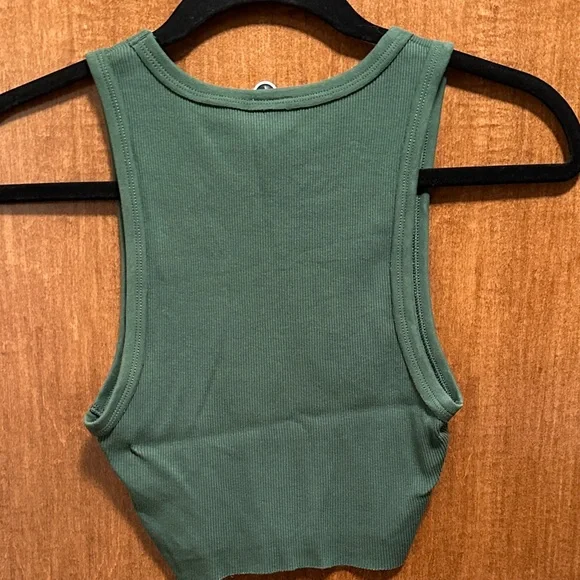 TNA Forest Green Ribbed Crop Top - Picture 3 of 3